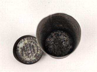 Leere Blechdose " Van Houtens reiner löslicher Kakao" Durchmesser etwa 5,5, Höhe 11cm