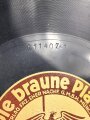 Schelleck Platte " Die braune Platte, Musikverlag Frz. Eher. " Hitlers Appell an die Nation 1. uns 2. Teil" Guter Zustand