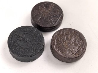 Drei Stück  Wachs für Lederzeug, Durchmesser je ca. 4cm