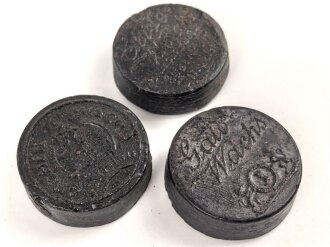 Drei Stück  Wachs für Lederzeug, Durchmesser je ca. 4cm