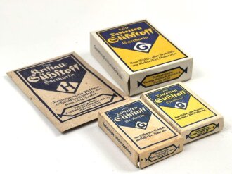 Vier verschiedene Päckchen Süßstoff...