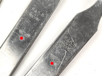 Vierteiliges Besteck Wehrmacht"  H.& k.H 41 / 42", zusammengehörig, nicht gereinigt