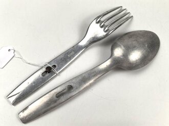 Zweiteiliges Besteck aus Aluminium, privat beschafft