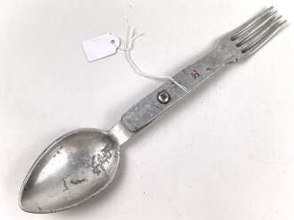 Gabel / Löffel Kombi Wehrmacht aus Aluminium , datiert 1938, ungereinigt