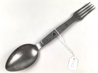 Gabel / Löffel Kombi Wehrmacht aus Eisen, datiert 1941, ungereinigt