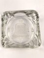 Olympische Spiele 1936 , Glasaschenbecher " Ich rufe die Jugend der Welt" 11,5 x 11,5cm