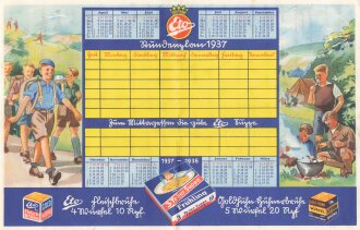 Firma Eto, Stundenplan 1937, unter DIN A4, gefaltet