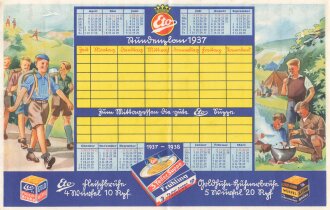 Firma Eto, Stundenplan 1937, unter DIN A4, gefaltet