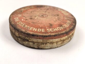 Scho-ka-kola Dose Wehrmacht Packung datiert 1941, ungeöffnet mit dem originalen Inhalt