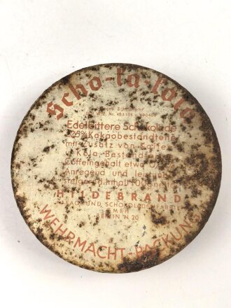 Scho-ka-kola Dose Wehrmacht Packung datiert 1941, ungeöffnet mit dem originalen Inhalt