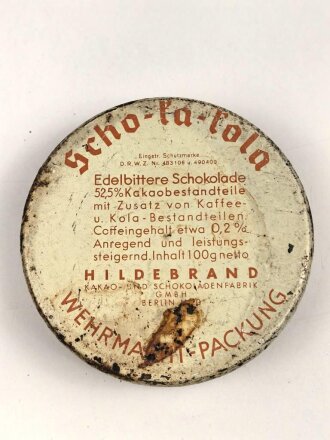 Scho-ka-kola Dose Wehrmacht Packung , ungereinigtes Stück, leer
