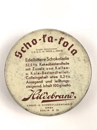Scho-ka-kola Dose , zivile Ausführung aus der Zeit des 2. Weltkrieg