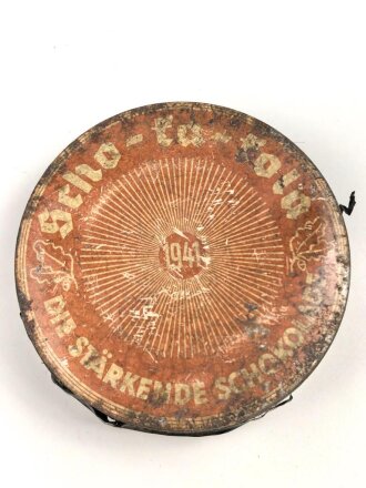 Scho-ka-kola Dose Wehrmacht Packung datiert 1941, ungeöffnet mit dem originalen Inhalt