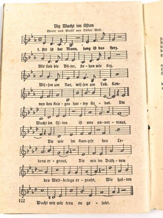 "Sturm- und Kampflieder für Front und Heimat" 125 Seiten, DIN A6, stark gebraucht, Einband lose