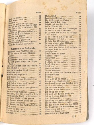 "Sturm- und Kampflieder für Front und Heimat" 125 Seiten, DIN A6, stark gebraucht, Einband lose