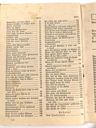 "Sturm- und Kampflieder für Front und Heimat" 125 Seiten, DIN A6, stark gebraucht, Einband lose