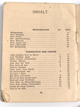 "Gebete und Lieder" Für den Katholischen Wehrmacht Gottesdienst, 40 Seiten, DIN A6, gebraucht,