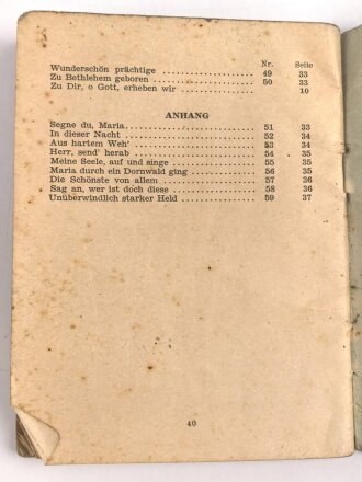 "Gebete und Lieder" Für den Katholischen Wehrmacht Gottesdienst, 40 Seiten, DIN A6, gebraucht,