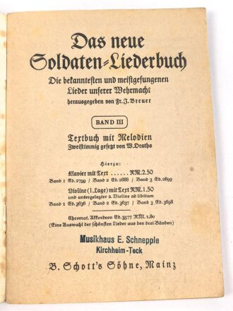 "Das neue Soldaten-Liederbuch" , Textbuch mit...