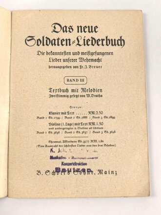 "Das neue Soldaten-Liederbuch" , Textbuch mit...