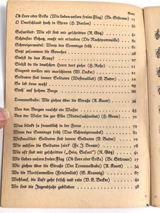 "Das zweite neue Soldaten-Liederbuch" , Textbuch mit Melodien 2 stimmig, 76 Seiten,  gebraucht