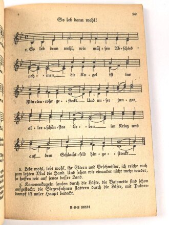 "Das zweite neue Soldaten-Liederbuch" , Textbuch mit Melodien 2 stimmig, 76 Seiten,  gebraucht
