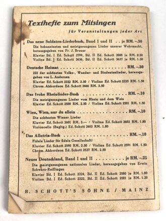 "Das zweite neue Soldaten-Liederbuch" , Textbuch mit Melodien 2 stimmig, 76 Seiten,  gebraucht