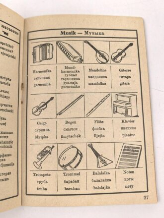 "Bilder-Wörterbuch, zur Verständigung ohne Sprachkenntnisse deutsch-russisch" Ausgabe B, 48 Seiten, gebraucht, DIN A6