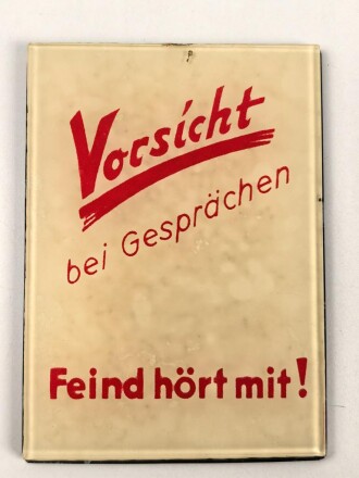 Kleiner Handspiegel "Vorsicht bei Gesprächen Feind hört mit !" 5 x 7cm