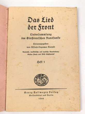 "Das Lied der Front - Liedersammlung des...