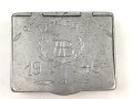 Kriegsgefangenschaft , kleine Dose aus Aluminium " Dachau 1946"  6,5 x 8,5 x 2cm