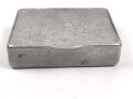 Kriegsgefangenschaft , kleine Dose aus Aluminium " Dachau 1946"  6,5 x 8,5 x 2cm