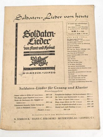 "Singend marschiert die Kompanie Marsch- und Soldatenliederfolge" 11 Seiten, gebraucht, DIN A4