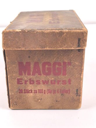 "Maggi Erbswurst" 20 Stück zu 100g ( für je 4 Teller ) , leere Umverpackung, Maße 12, 18 x 14cm