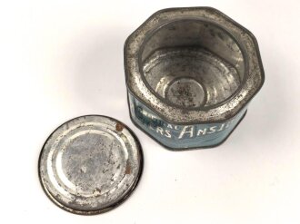 Leere Blechdose " Original Osters Ansjos" Von einem deutschen Soldaten in Norwegen mitgebracht