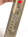 Russische Kartusche von 1941 als Erinnerungsgenstand vermutlich eines Ungarischen Soldaten. Das Hakenkreuz versucht zu entfernen, aber noch sichtbar. Gesamthöhe 31cm