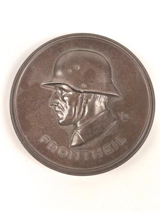 Wandplakette aus brauner Preßmasse " Frontheil" Durchmesser 12cm