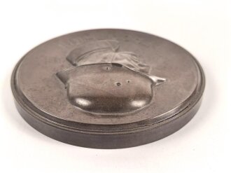 Wandplakette aus brauner Preßmasse " Frontheil" Durchmesser 12cm