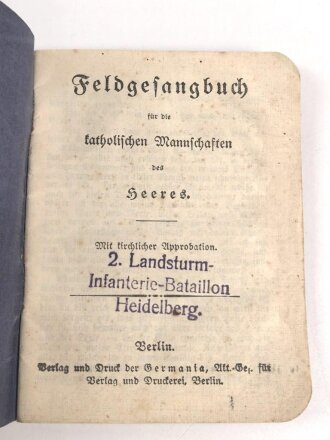 1. Weltkrieg "Feldgesangbuch für die katholischen Mannschaften des Herres" 64 Seiten, DIN A6