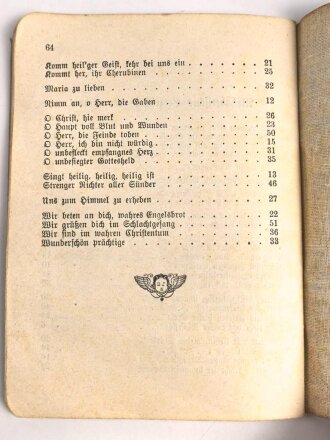 1. Weltkrieg, "Katholisches Soldatengesangbuch" datiert 1915, 64 Seiten, DIN A6