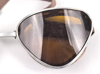 Italien 2.Weltkrieg, Kradmelderbrille, so von deutschen Truppen getragen, weiches Gummi, ungereinigt