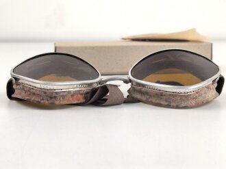 Italien 2.Weltkrieg, Kradmelderbrille, so von deutschen Truppen getragen, weiches Gummi, ungereinigt