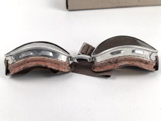 Italien 2.Weltkrieg, Kradmelderbrille, so von deutschen Truppen getragen, weiches Gummi, ungereinigt