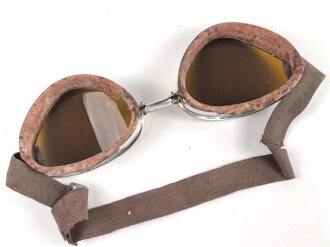 Italien 2.Weltkrieg, Kradmelderbrille, so von deutschen Truppen getragen, weiches Gummi, ungereinigt