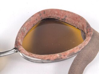 Italien 2.Weltkrieg, Kradmelderbrille, so von deutschen Truppen getragen, weiches Gummi, ungereinigt