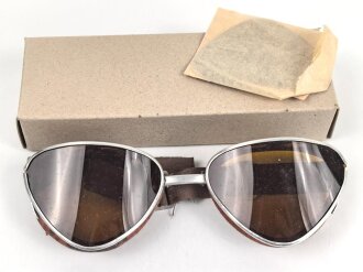 Italien 2.Weltkrieg, Kradmelderbrille, so von deutschen Truppen getragen, weiches Gummi, ungereinigt