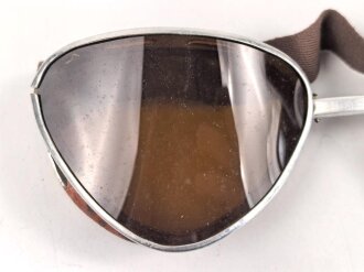 Italien 2.Weltkrieg, Kradmelderbrille, so von deutschen Truppen getragen, weiches Gummi, ungereinigt