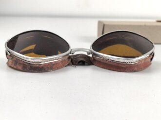 Italien 2.Weltkrieg, Kradmelderbrille, so von deutschen Truppen getragen, weiches Gummi, ungereinigt