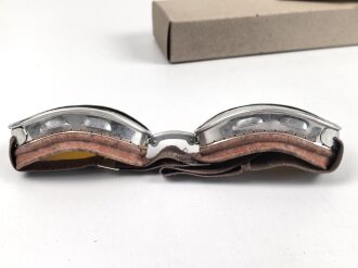 Italien 2.Weltkrieg, Kradmelderbrille, so von deutschen Truppen getragen, weiches Gummi, ungereinigt