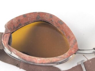 Italien 2.Weltkrieg, Kradmelderbrille, so von deutschen Truppen getragen, weiches Gummi, ungereinigt